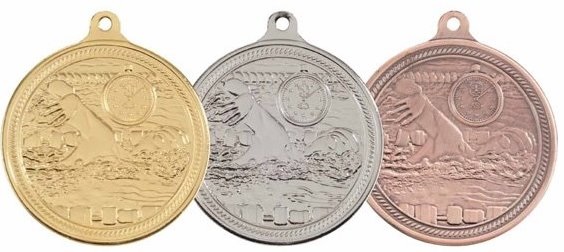 Zwemmen MM16050 Medaille Ø 50 mm goud-zilver-brons Compleet